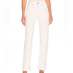 RE/DONE Re/Done White Straight Leg Jeans with leg slit